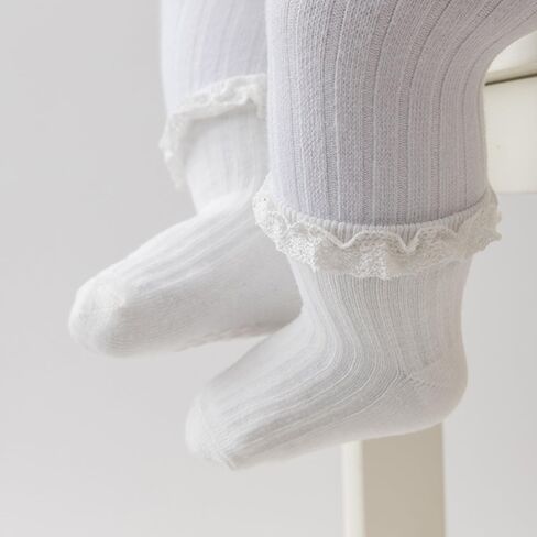 Baby Girl Toddlers Socks with Non-slip Grip Cute Frilly Ruffle Ankle Soft Cotton Newborn Baby Socks for Infant Kids in Saudi Arabia