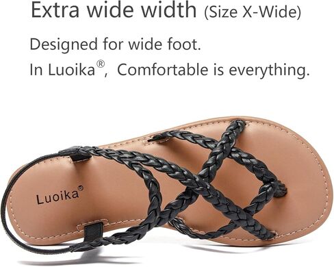 Luoika Women's Wide Width Flat Sandals, Flip Flop Casual Strapy Sandals Slip on Summer Beach Shoes for Women. in Saudi Arabia