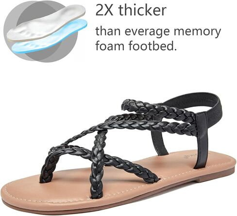 Luoika Women's Wide Width Flat Sandals, Flip Flop Casual Strapy Sandals Slip on Summer Beach Shoes for Women. in Saudi Arabia