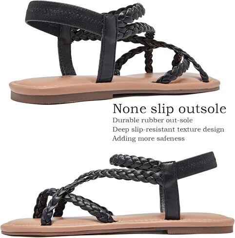 Luoika Women's Wide Width Flat Sandals, Flip Flop Casual Strapy Sandals Slip on Summer Beach Shoes for Women. in Saudi Arabia