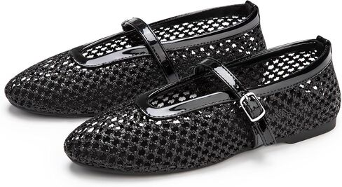 ATHMILE Mesh Ballet Flats for Women Buckle Strap Flat Heel Ballerina Shoes Summer Dress Sandals in Saudi Arabia