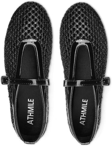 ATHMILE Mesh Ballet Flats for Women Buckle Strap Flat Heel Ballerina Shoes Summer Dress Sandals in Saudi Arabia