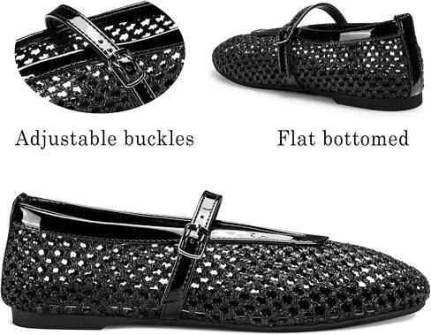 ATHMILE Mesh Ballet Flats for Women Buckle Strap Flat Heel Ballerina Shoes Summer Dress Sandals in Saudi Arabia