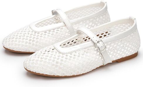 ATHMILE Mesh Ballet Flats for Women Buckle Strap Flat Heel Ballerina Shoes Summer Dress Sandals in Saudi Arabia