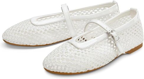 ATHMILE Mesh Ballet Flats for Women Buckle Strap Flat Heel Ballerina Shoes Summer Dress Sandals in Saudi Arabia