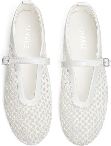 ATHMILE Mesh Ballet Flats for Women Buckle Strap Flat Heel Ballerina Shoes Summer Dress Sandals in Saudi Arabia