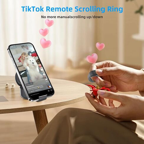 حلقة التمرير عن بُعد لـ Tiktok ، Pluetooth Page Turner لـ iPad & Android Tablet قراءة الكتاب الإلكتروني ، Fingertip Wireless Camera مصراع عن بُعد لـ iPhone و iPad و iOS و Android -black in Kuwait