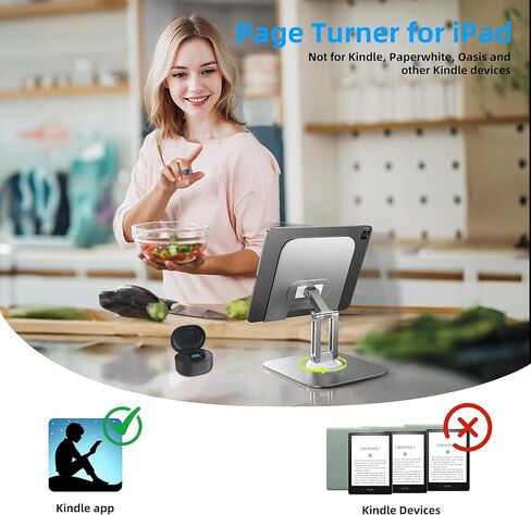 حلقة التمرير عن بُعد لـ Tiktok ، Pluetooth Page Turner لـ iPad & Android Tablet قراءة الكتاب الإلكتروني ، Fingertip Wireless Camera مصراع عن بُعد لـ iPhone و iPad و iOS و Android -black in Kuwait