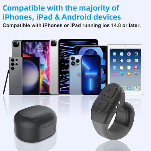 حلقة التمرير عن بُعد لـ Tiktok ، Pluetooth Page Turner لـ iPad & Android Tablet قراءة الكتاب الإلكتروني ، Fingertip Wireless Camera مصراع عن بُعد لـ iPhone و iPad و iOS و Android -black in Kuwait