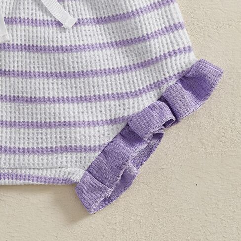 MERSARIPHY Newborn Baby Girls Summer Outfit Striped Waffle Knit Sleeveless Romper Shorts Headband 3Pcs Infant Clothes Set in Saudi Arabia