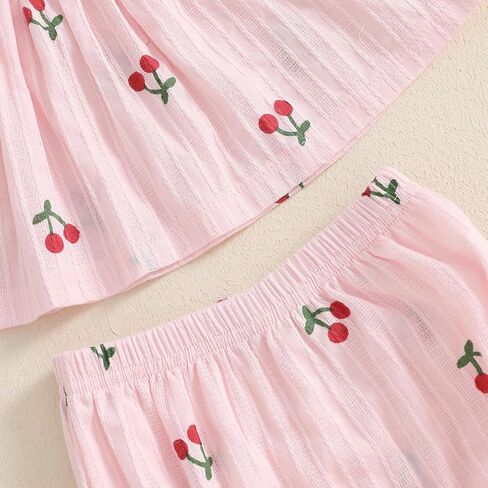 Summer Outfit Clothes Baby Girl Cherry Sleeveless Tunic T-Shirt Top and Shorts Bloomers Set in Kuwait