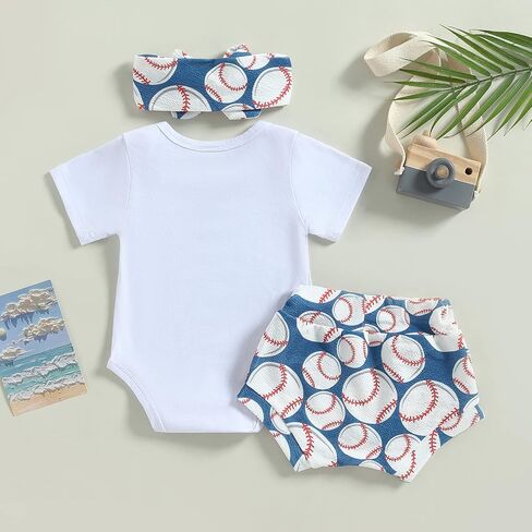 Baby Girl Baseball Outfit Little Sister Biggest Fan Romper Baseball Bloomer Headband 3Pcs Summer Clothes in Saudi Arabia
