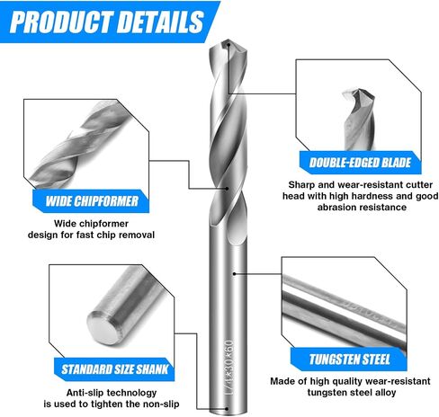 5mm Drill Bits Solid Carbide Drill Bits, Metric Drill Bit Set, Tungsten Carbide Drill Bit Set for Stainless Steel Hardened Steel Cast Iron Alloy Copper, 2 Pcs in Kuwait