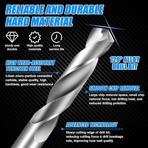 5mm Drill Bits Solid Carbide Drill Bits, Metric Drill Bit Set, Tungsten Carbide Drill Bit Set for Stainless Steel Hardened Steel Cast Iron Alloy Copper, 2 Pcs in Kuwait
