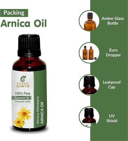 Arnica Flower Oil 30 ML (1.01 Fl.OZ) | 100% Pure Natural Undiluted Uncut Therapeutic Grade Arnica Montana in Kuwait