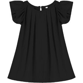 Neutocd Infant Baby Girl Cotton Linen Ruffle Sleeveless Cute Toddler Dress Casual Back Button Closure Summer Party Sundress
