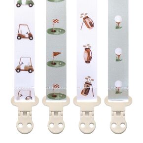Baby Pacifier Clip Holder - Girl or Boy Unisex 4 Pack Gift Set – Neutral Modern Golf Theme Green Brown Beige