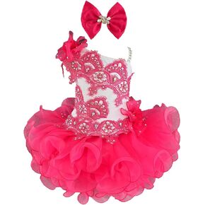 Jenniferwu G171-3 Infant Toddler Baby Newborn Little Girl's Pageant Party Birthday Dress Hotpink Size 18-24M