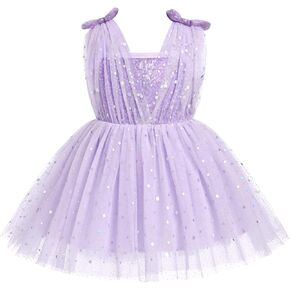 OBEEII Baby Girl Sequin Dress Toddler Sleeveless Sparkly Tulle Birthday Party Dress Flower Girl Princess Photshoot Dress