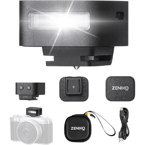 ZF08 Camera Flash - 440 Full Power Flashes/GN16 ISO200 0.5m/Type-C Charge/470mAh/3s Recycle Time/5 Power Levels/Mini Flash Compatible with Sony ZV-E10 ZV1 a7CII a7IV Ricoh GRIII etc. (Black)