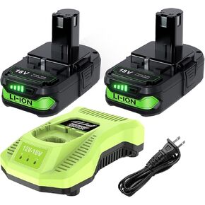 2pack 18V 4.0AH استبدال للبطارية Ryobi 18V وشاحن Kit Combo لبطارية Ryobi 18 Volt One+ P108 P107 P104 P102 P103 260051002 P117 P118 P113 BCL1418 Cordless Tools