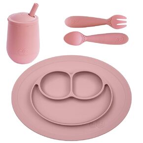 Toddler Feeding Set 12m+ (Blush) Mini Mat + Mini Utensils + Mini Cup + Straw Toddler Essentials