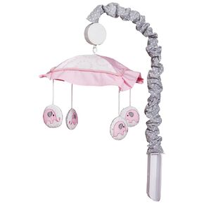 OptimaBaby Pink Grey Elephant Musical Mobile