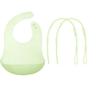 Olababy Silicone Strap (2 Straps, Kiwi) Fold N Go Silicone Baby Bib w Travel Case (Kiwi)