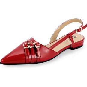 IDIFU Slingback Flats for Women Pointed Toe Ballet Flats Shoes Women Dressy Comfortable Casual Flat Dress Shoes for Women Office Work Wedding Bridal Cute Fashion Slip on Buckle Flats