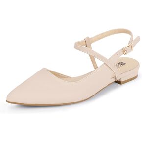 IDIFU Women's Flats Pointed Toe Slingback Flat Shoes Closed Toe Dress Shoes for Women Bridal Ladies Dressy Comfortable Casual Formal Cute Flats Work Office Wedding Business Evening Flats