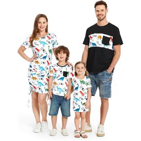 PATPAT Matching Family Outfits Mommy and Me Summer Outfits Short Sleeve Bodycon Dresses and T-Shirts