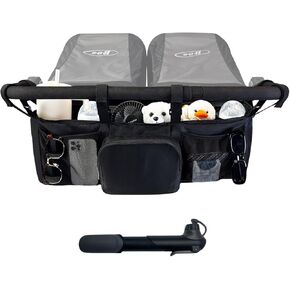 SASHA'S Double Stroller Organizer w/ Tire Pump for BOB Duallie Double Jogging Stroller (Empty Bag)