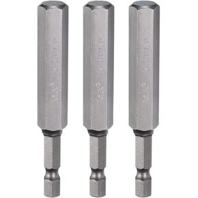 HARFINGTON 3pcs H2.0 Hex Head Drill Bit Wrench 2mm Metric Flat Tip 1/4" Hex Shank 75mm (3") Long Magnetic Hexagonal Screw Driver Socket Industrial Screwdriver Power Bits