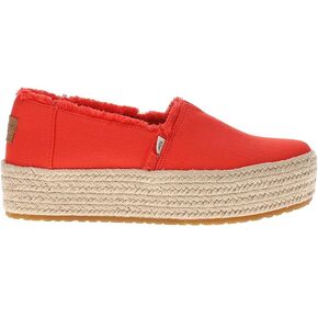 TOMS Womens Valencia Canvas Platform Espadrille Flats Casual - Red