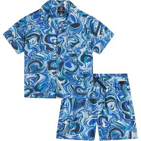Volcom Boys' Cabana Set - 2 Piece Hawaiian Short Set Button Down Shirt and Shorts - Summer Beach Outfit for Boys (Size 2T-7)