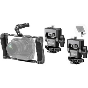 NEEWER Universal Camera Cage & Top Handle with 3/8" ARRI Locating Pins Kit, MA006 Camera Monitor Mount with Cold Shoe (2 Pack) Included