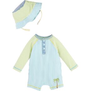 Mud Pie Baby Boy's Children's Seersucker Rashguard W Hat 9-12M