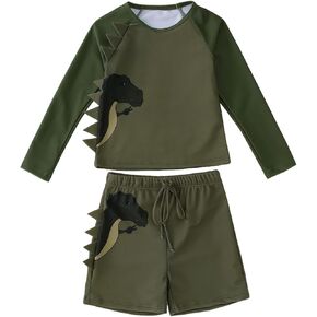 Toddler Baby Boy Dinosaur Sun Srotection Swimsuit Kid Long Sleeve Funny Dino Rashguard Swimwear Trunks Bathing Suit
