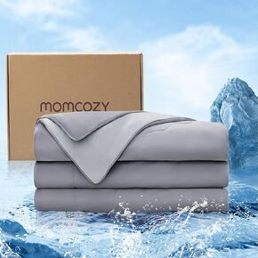 Momcozy Life CoolMurm Cooling Comforter for Hot Sleepers, Twin/Twin XL 68" x90" Soft Breathable Pregnancy Cooling Blanket, 3-Second Cooling, 8 Hours+ Stay Cool All Night, Deep Light Grey