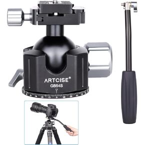 ARTCISE 54mm Low Profile Ball Head with Handle,All Metal CNC Panoramic Tripod Ball Head Camera Mount Ball Head, for DSLR Camera, Camcorder, Tripod, Monopod, Max Load 77lbs/35kg