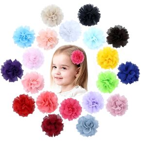 inSowni 20 Pieces 8cm/3.1" Solid Chiffon Flower Hair Clips Barrettes Floral Hairpins Accessoies for Baby Girls Toddlers Kids Teens