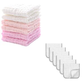 MUKIN Baby Washcloths and Burp Cloths Sets(6 Pink+6 Grey)