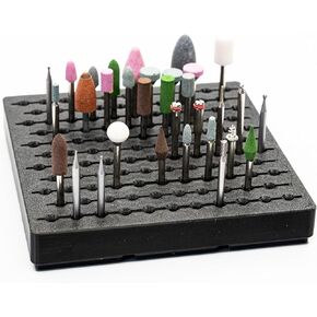 BOB'S TOOL COMPANY | 1/8" Shaft Rotary Bur Tool Bit Holder | 116 Slots | 3X3 42mm Gridfinity Compatible