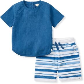 Burt's Bees Baby baby-boys Short Sleeve Shirt and Pant Set, Top & Bottom Outfit, 100% Organic Cotton