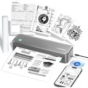 Portable Printers Wireless for Travel, D820 Thermal Inkless Printer Support Sizes from 8.5" x 11" to 2" Width, Suitable for Smartphone & PC, Bluetooth Printers for Home Use(Silver, 1Pack)