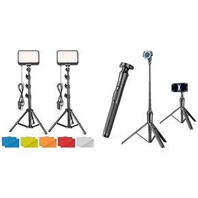 UBeesize LED Video Light Kit, 2Pcs with 62'' Magnetic Selfie Stick Phone Tripod