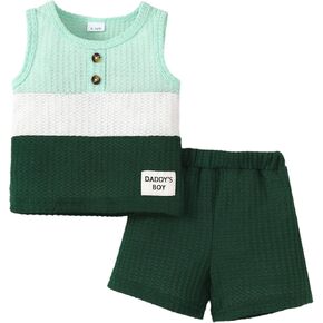 Baby Boy Summer Clothes Infant Toddler Boys Outfits Sleeveless Tank Tops Vest T-Shirt Casual Shorts Set 2 Piece