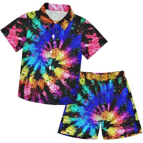 visesunny Boys Hawaiian Outfits Clothes Button Down Shirt + Swim Trunks 2 Piece Sets Casual Shorts Set for 3-10T Kids