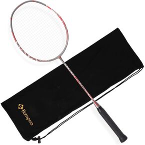 KUMPOO Professional Badminton Racket, Lightweight Badminton Racket, High Tension String Full Carbon Fiber Shaft Badminton Racket with Racket Cover Bag