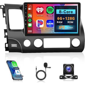 8 Core 6G+128G Carplay and Android auto Radio for Honda Civic 2006-2011, Rimoody Car Stereo with Android 13 GPS WiFi Mirror Link 59-UI Themes DSP-36 10.1'' Touchscreen Bluetooth FM/RDS Backup Camera